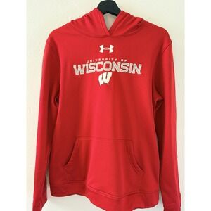 Under Armour University of Wisconsin Badger Hooded Sweatshirt Youth XL Red